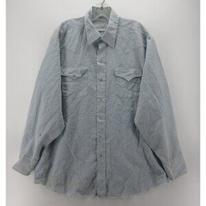 VINTAGE Ranch Town Shirt 17 1/2 Western Pearl Snap Pinstripe 70s 80s *